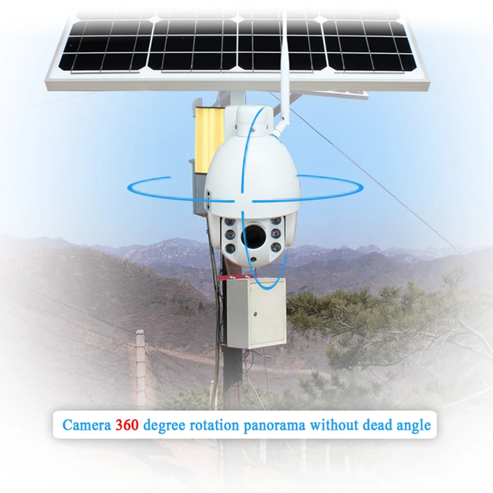60 Вт Солнечная силовая панель камера безопасности 1080P 3G 4G SIM беспроводная Wi-Fi скоростная купольная PTZ ip-камера наружного солнечного видеонаблюдения