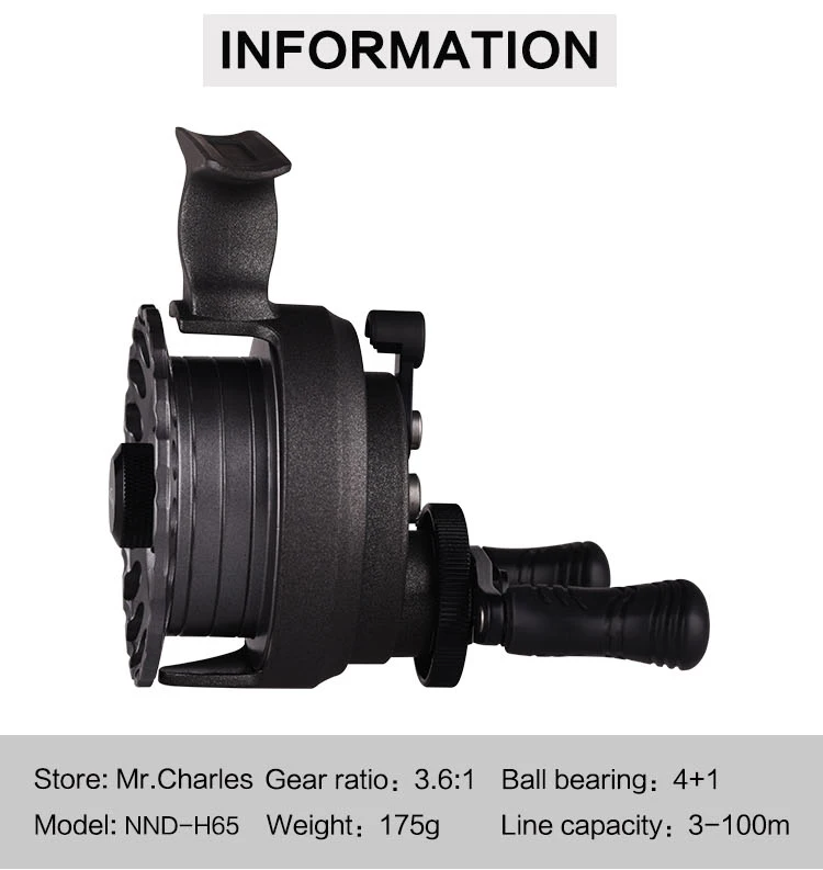 Mr. Charles NND-H65 Цвет: серый Передаточное отношение 3,6: 1 крепкий пластиковый корпус катушка для ловли нахлыстом плот катушка для подледной рыбалки