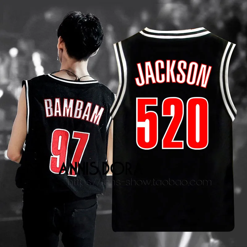 

GOT7 EYES ON YOU BAMBAM MARK YUGYEOM JACKSON Same Style Name Birthday Number Black Baseball Vest