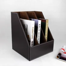 3-мя разъемами деревянная кожа регистрации A4 файла документа книги полке организатор контейнер подачи коричневый 219B