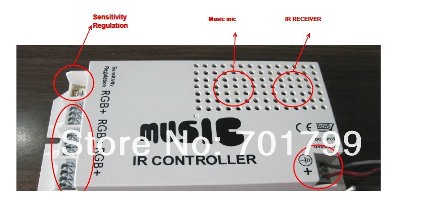 9 канала led ИК музыкальный контроллер, DC12V вход переменного тока, 1A* 9 выходной канал