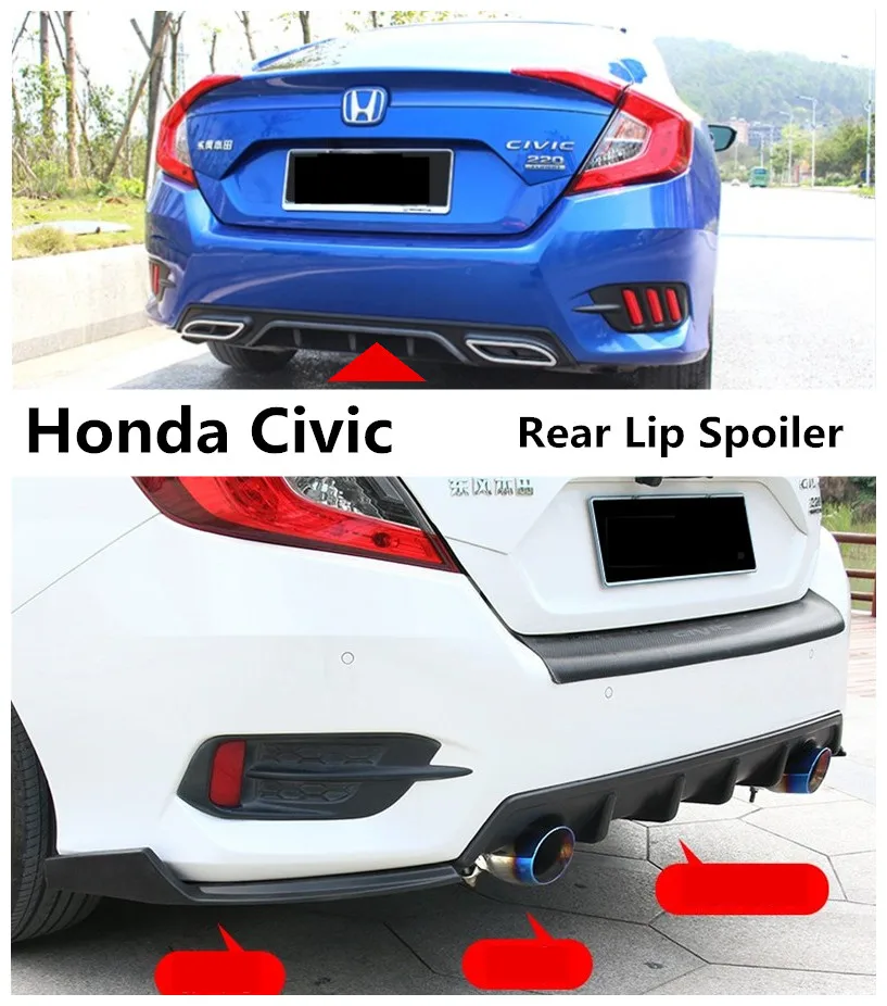 Matte Black Rear Bumper Skirts Protect Cover For Honda Civic Sedan 2016-2018