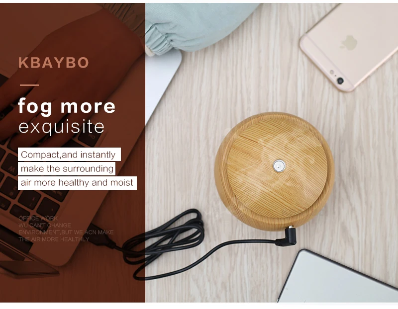 Kbaybo usb aroma essential oil diffuser ultrasonic cool mist humidifier air purifier 7 color change led night light for office home