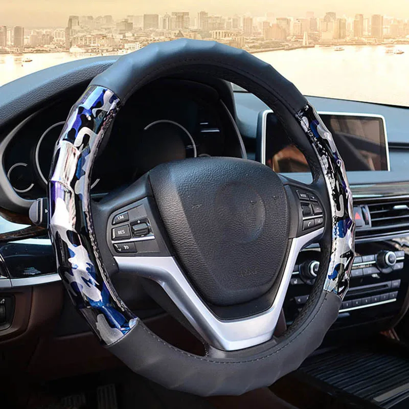4 цвета камуфляж Дизайн искусственная кожа Авто Руль Обложка 3D массаж протектор автомобиля интерьер автомобильные аксессуары стайлинга автомобилей