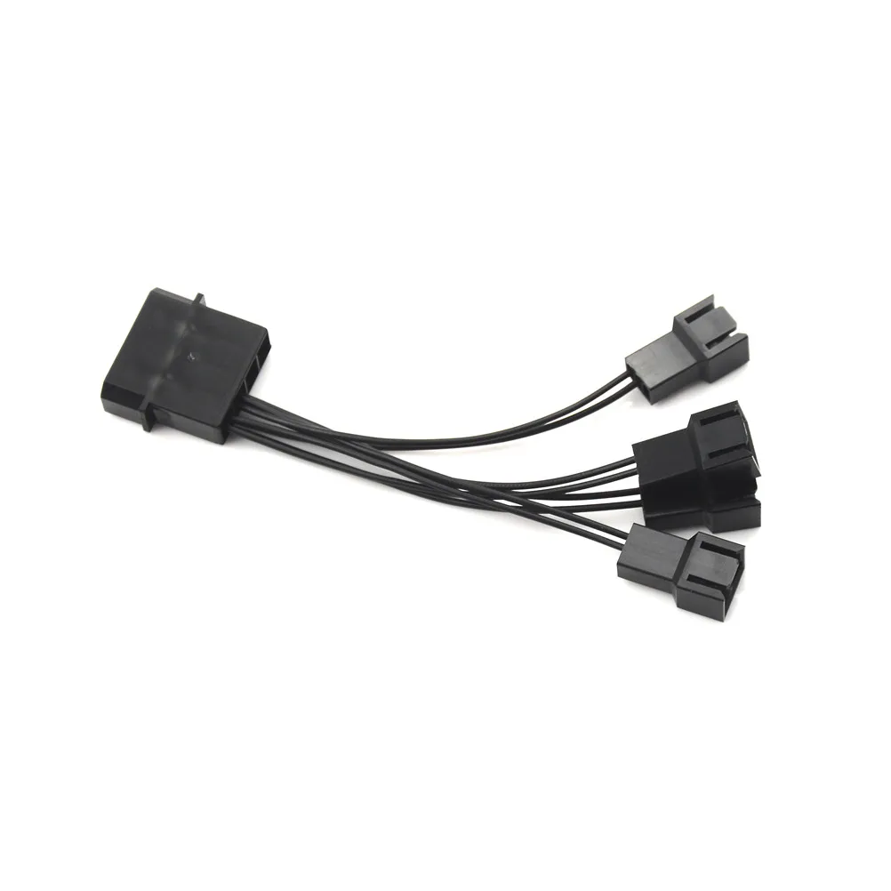 4 Way 3 Pin Computer Power Multi Fan Connector Durable Black Cable Extension Splitter Adapter High Quality Whosesale