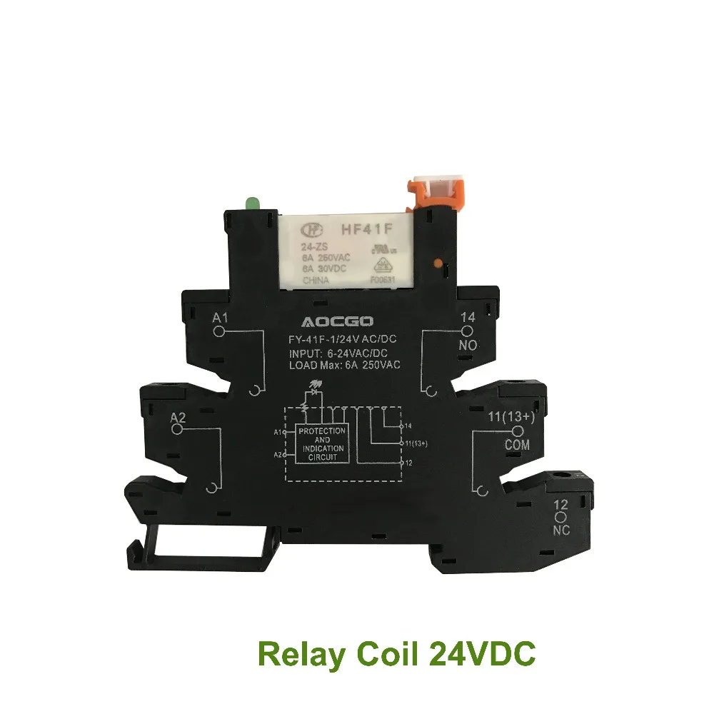 Тонкое реле на винтовой розетке со светодиодной и защитной схемой 24VDC/AC|slim relay|relay