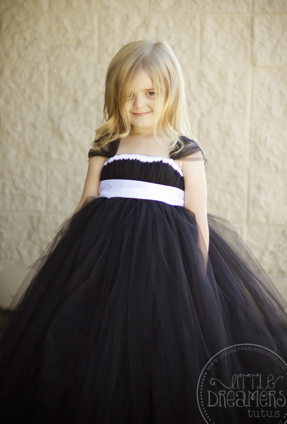 New Girls Black Long Tutu Dress Kids Fluffy Tulle Wedding Evening