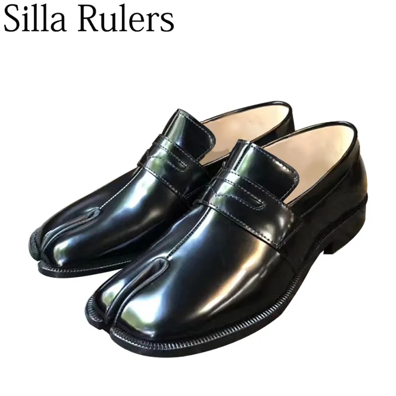 

2019 runway split toe genuine leather flat shoes slip on boat shoes women outside single shoes zapatos de mujer Lazy shoes woman