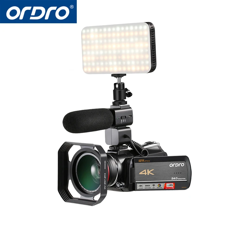 Ordro AC5 4K UHD цифровые видеокамеры FHD 24MP WiFi ips сенсорный экран 100X цифровой зум 12X