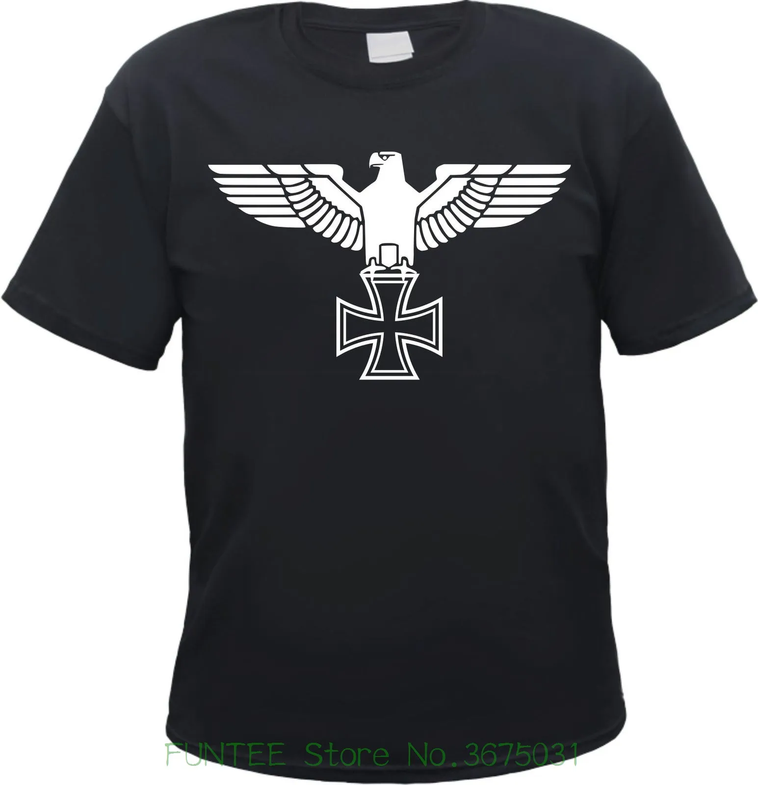 Short Sleeve Cool Casual Imperial Eagle T shirt Iron Cross Black