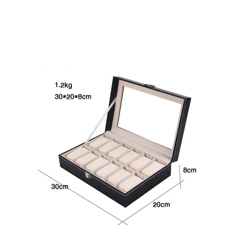Luxury PU 12 Grids Leather Watch Box Fashion style for convenient travel storage Jewelry Watch Collector Cases Organizer Box