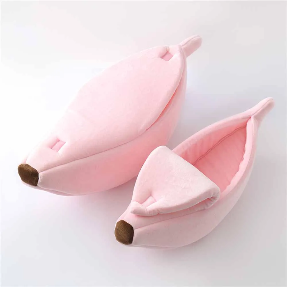 

Banana Cat Bed House Cozy Cute Banana Puppy Cushion Kennel Warm Portable Pet Basket Supplies Mat Beds for Cats & Kittens