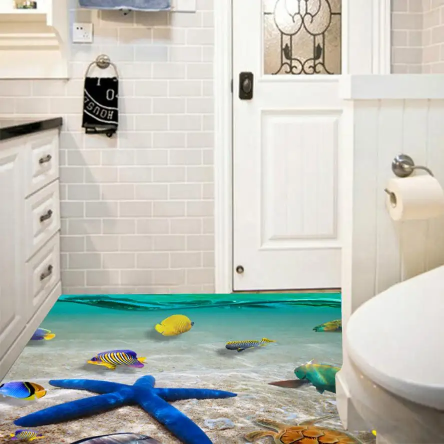 

3D Beach Floor sticker starfish Wall Stickers Removable Mural Decals Vinyl Art Living Room Decors 3MY12