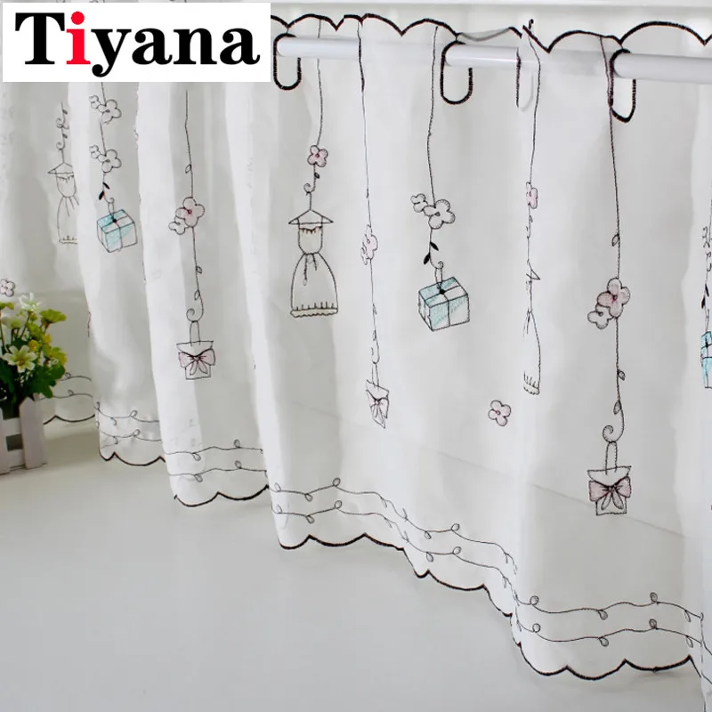 

White Sheer Half Finished Coffee Short Curtains Semi-shade Girl Gift kitchen cabinet curtains Cabinet Screen Partition SC014D1