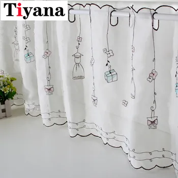

White Sheer Half Finished Coffee Short Curtains Semi-shade Girl Gift kitchen cabinet curtains Cabinet Screen Partition JK314-1