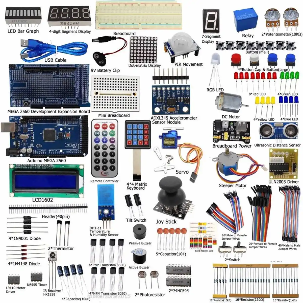 Новое поступление DIY электрический блок Ultimate Starter Kit для Arduino MEGA 2560 1602 ЖК Дисплей Servo светодио дный LED реле RTC электронный комплект