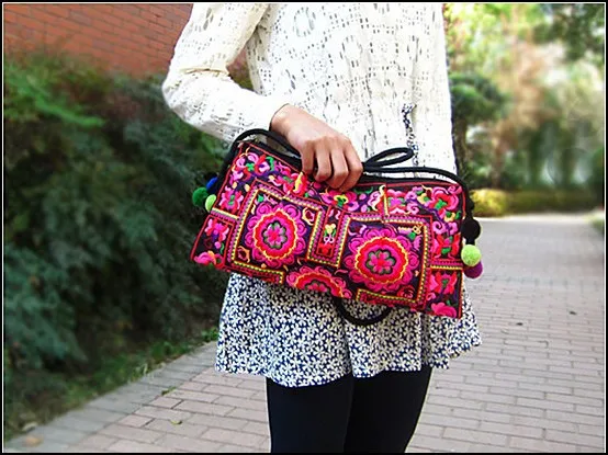 Bolso de mano de tela hecho a mano con bordado de estilo tailandés, bandolera de hombro de lona Vintage, bolsos pequeños étnicos, marca original _ - AliExpress Mobile