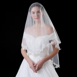 New Hot Sale Highest Quality 1.5 Meters LengthTwo Tiered Lace Edge Wedding Veil Bridal Veil In Stock