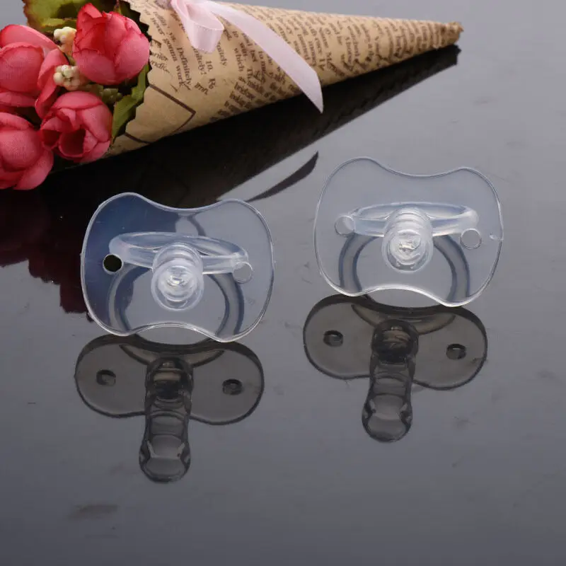 

1 PCS Soft Baby PecifierCute Babies Safety Silica Gel Material Nipple Solid Color Transparent Breast Real Sense Silicone