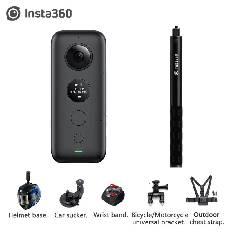 Insta360 Экшн-камера ONE X 5,7 K VR 360 для iPhone и Android Insta 360, зарядное устройство для аккумулятора, невидимая селфи-палка - Color: Bundle 2