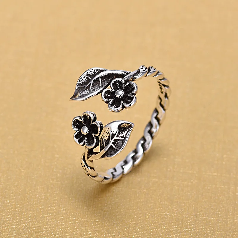 925-Sterling-Silver-Open-Rings-For-Women-Original-Handmade-Prevent-Allergy-Sterling-Silver-Flower-Rings-Jewelry