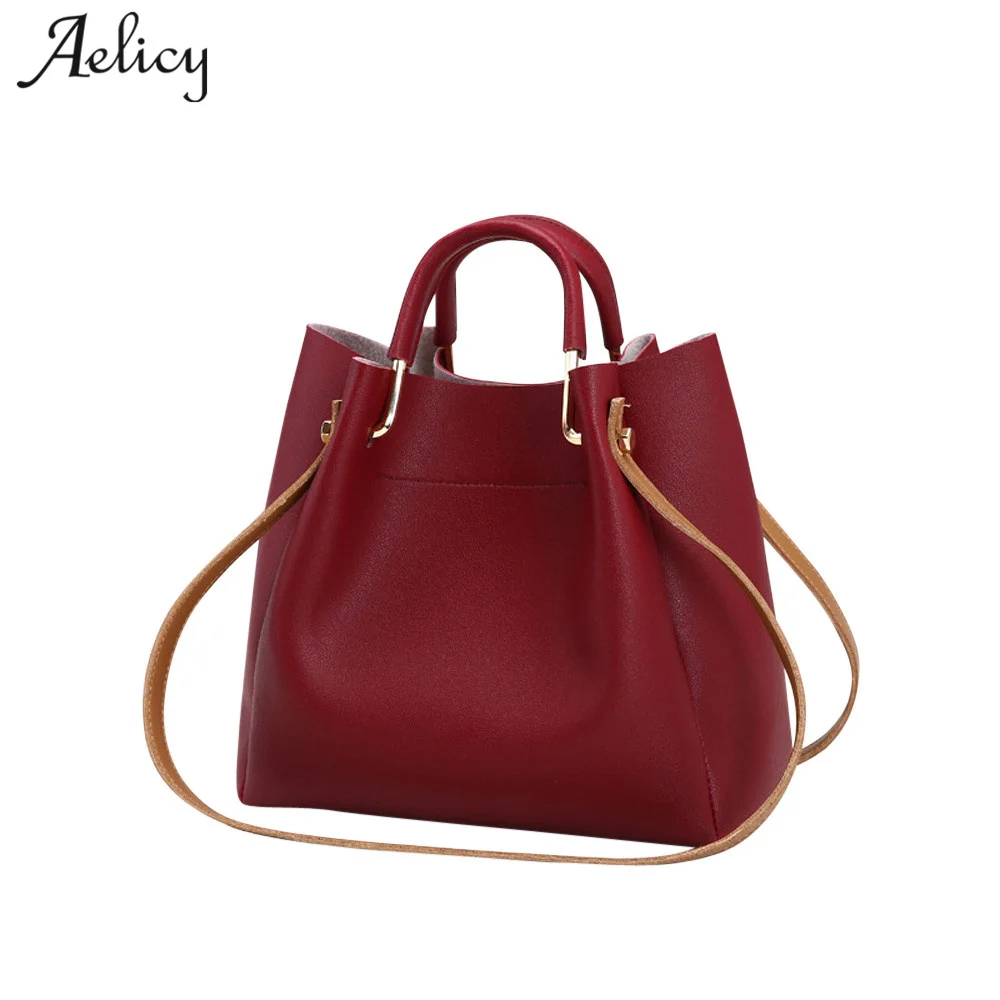 

Aelicy High Quality Fashion Colorful Bucket Bag Women Pu Leather Shoulder Bag New Design Hasp Solid Fake Designer Handbags