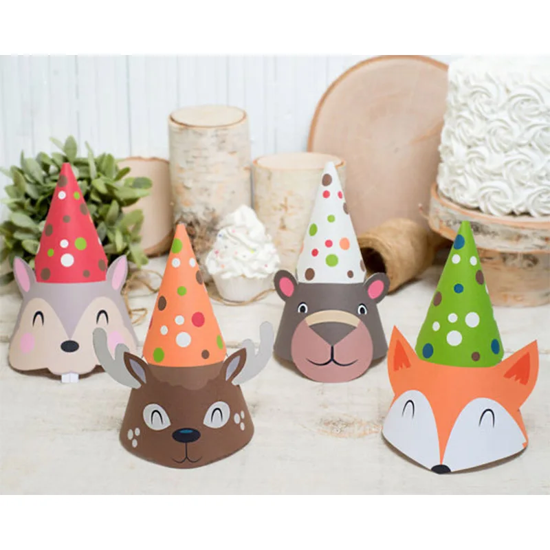 

Tropical Jungle Theme Cartoon Animal Hats Party Favors Decoration Happy Birthday Party Decoration Wedding Baby Shower Supplies