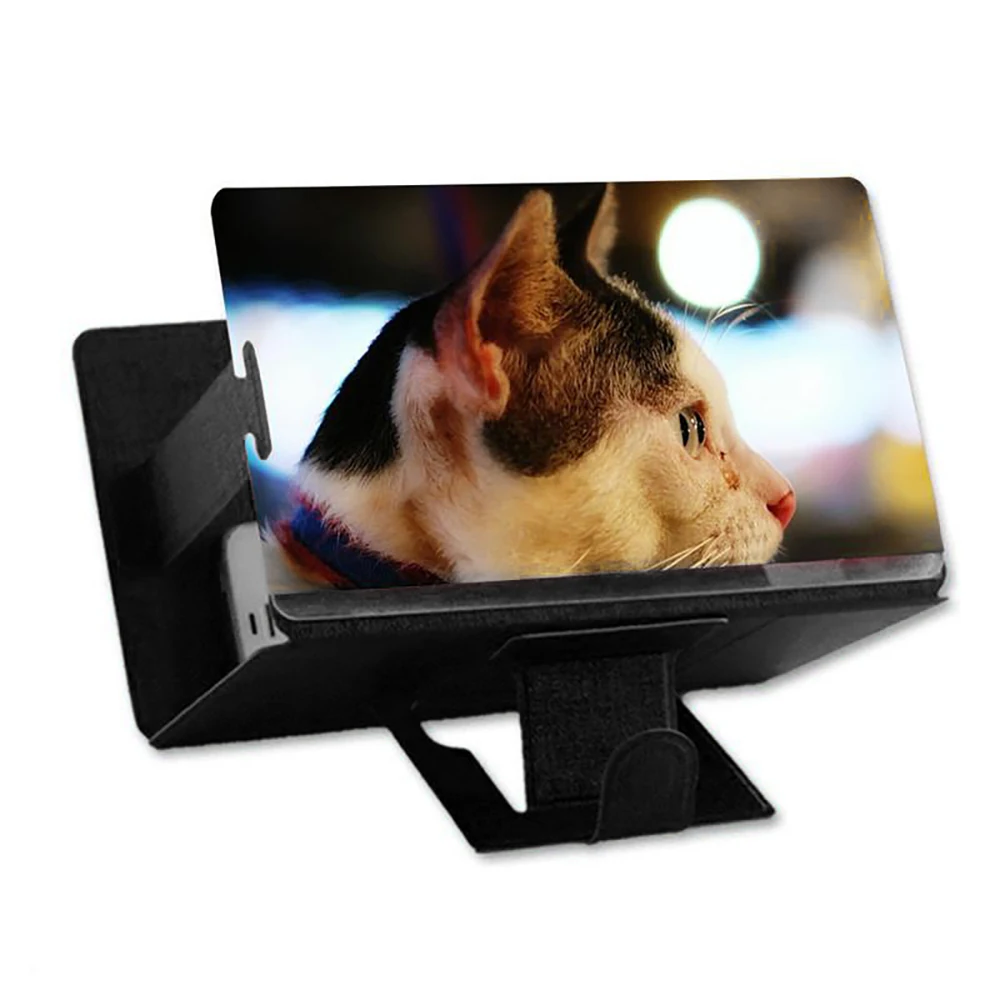 Универсальный держатель для мобильного телефона 3D экран HD видео усилитель увеличительное стекло подставка держатель для смартфона - Цвет: black holder