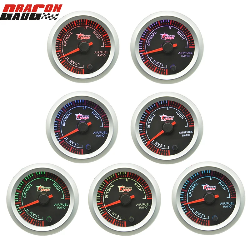 

Dragon gauge 52mm Stepper motor self-test function Car Narrow band Ratio Air Fuel Gauge With 7 Color Backlight ext temp