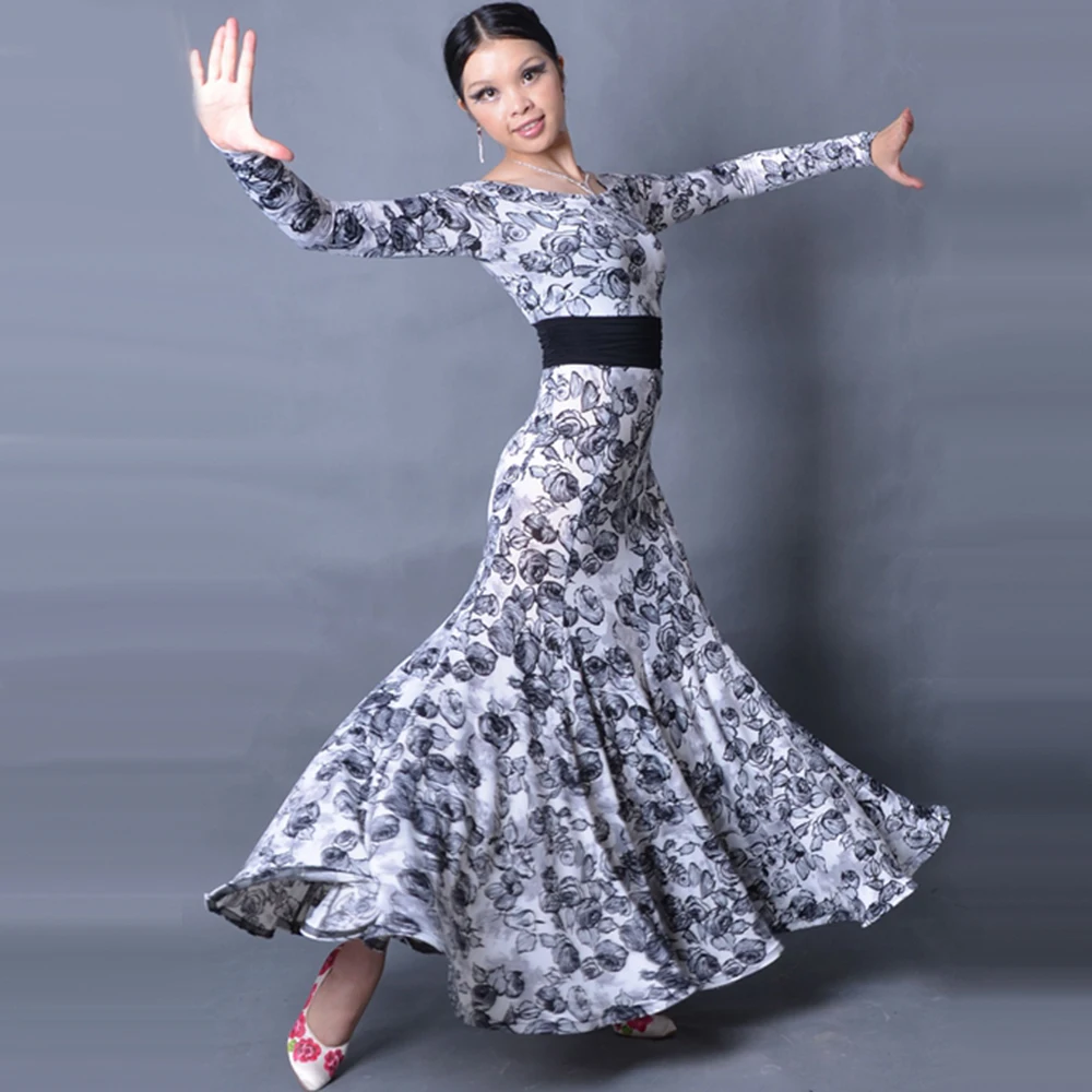 New Ballroom Dance Dress Women Escapulario Flamenco Skirt Vestidos De Festas Vestidos De Baile Salon FREE SIZE