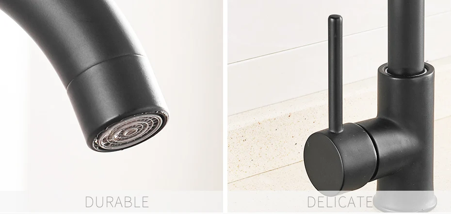 FLG Kitchen Faucet Black Brass 360 RotateMixer Faucet for Kitchen Single Handle Hot and Cold Kitchen Sink Faucets Mixer Tap 975