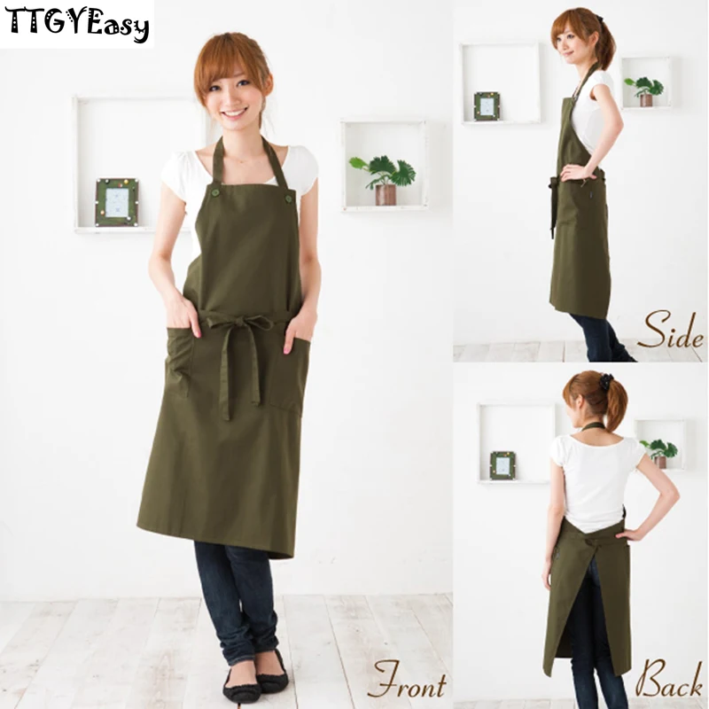 Canvas Apron Bbq Japanese Senior Green Bib Kitchen Cleaning Apron For