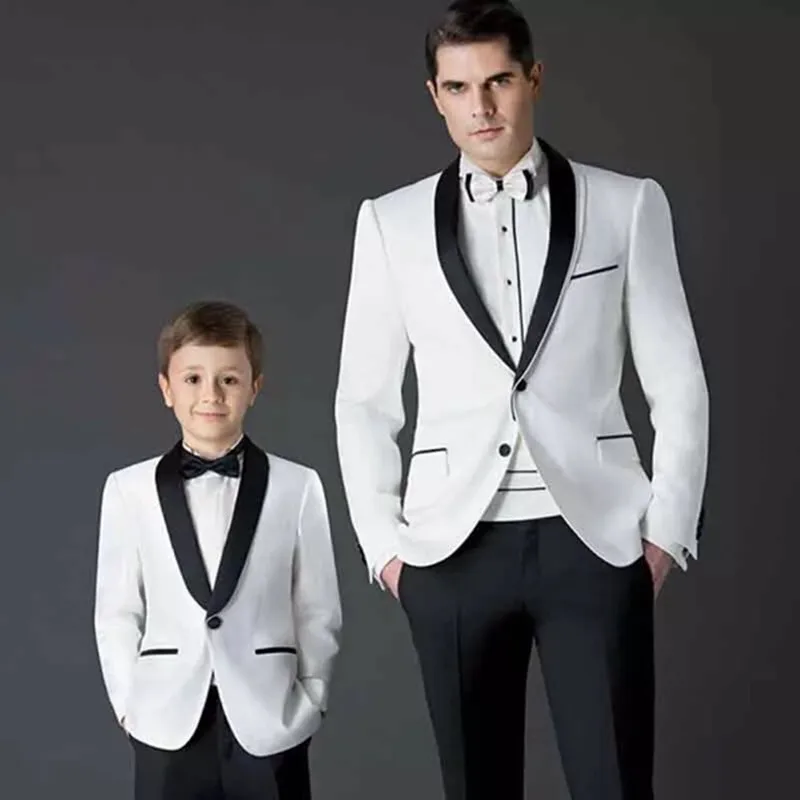 2017 otoño traje de los hombres blancos para padre e hijo
