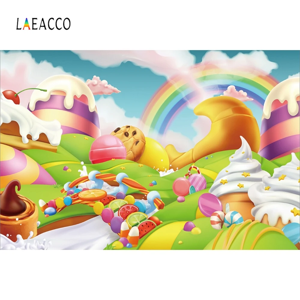 Фотофон Laeacco Cake Ice Cream Gifts Sweet Clouds Candyland индивидуальные фоны для фотостудии|Фон