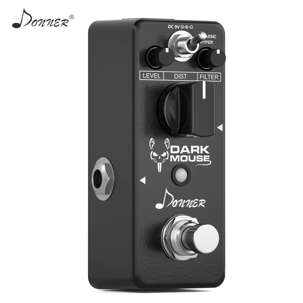 

Donner Dark Mouse Distortion Guitar Effect Pedal New Dual-mode Classic Hyper Pedal True Bypass Mini Guitar Part Accessories