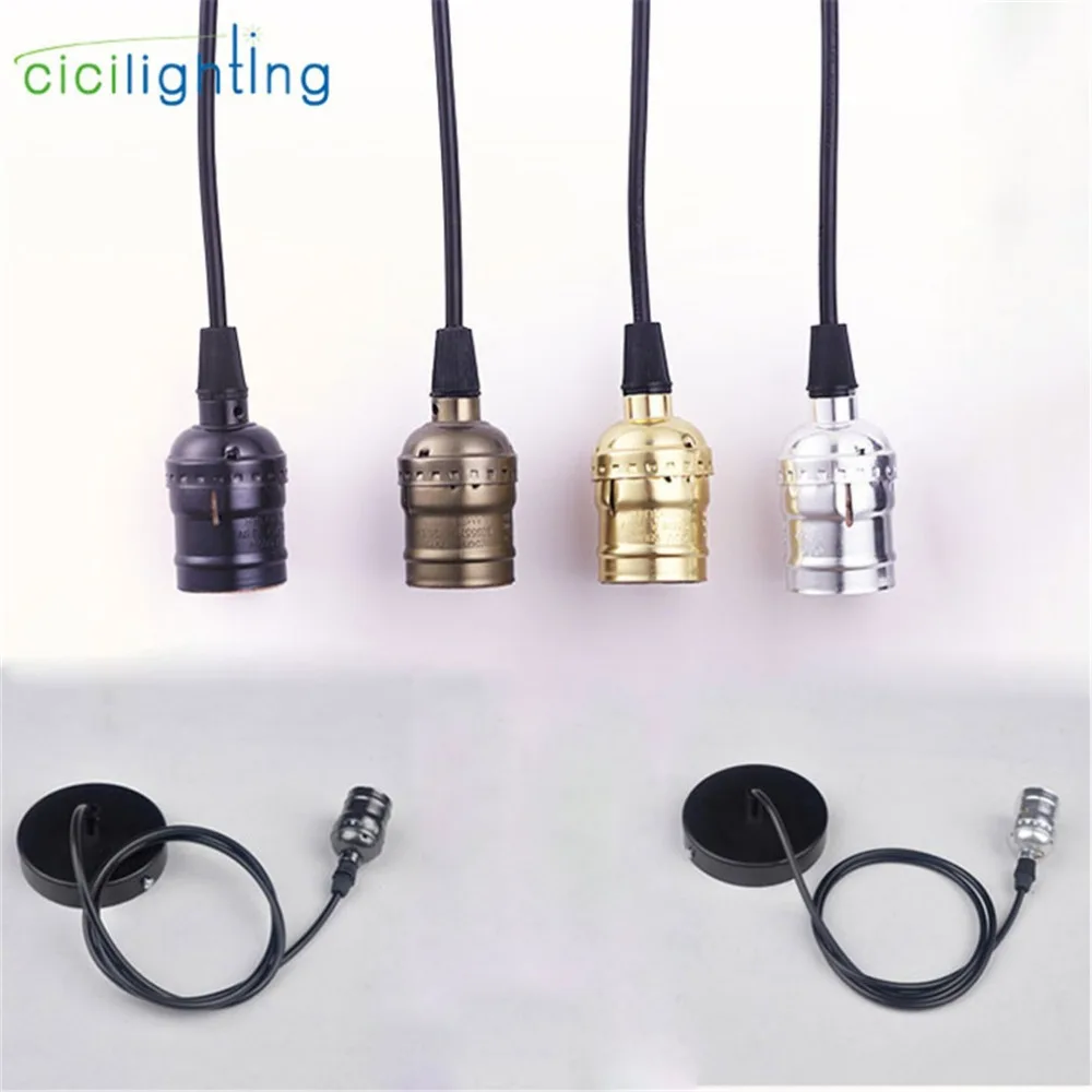 

Vintage hardwired E27 base socket + 110cm wire pendant light industrial loft minimalist store shop hanging lamp entryway lights