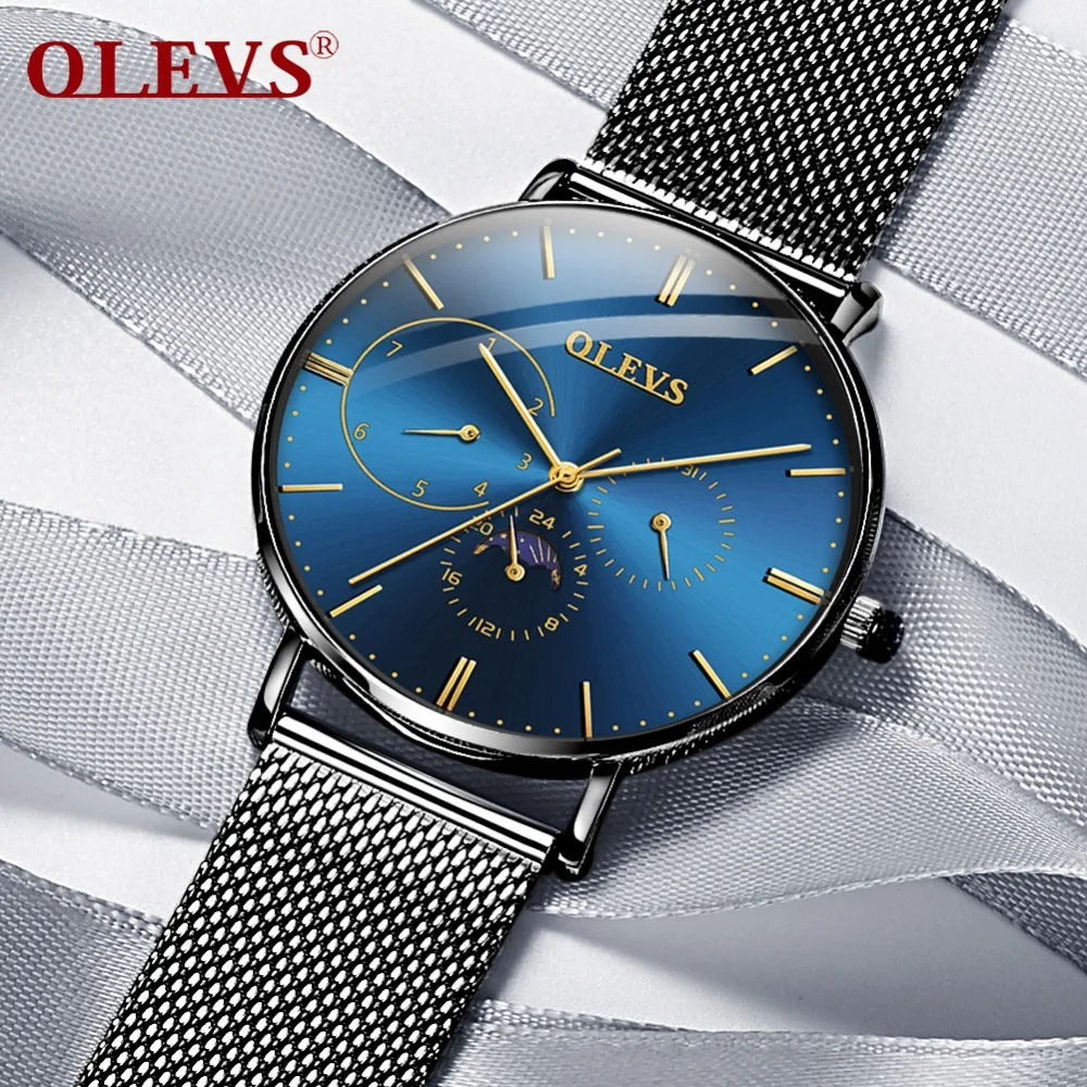 

Watchband genuine leather Men's watches Male Sport watch luxury brand well-known brand OLEVS quartz watch men clock zegarek men