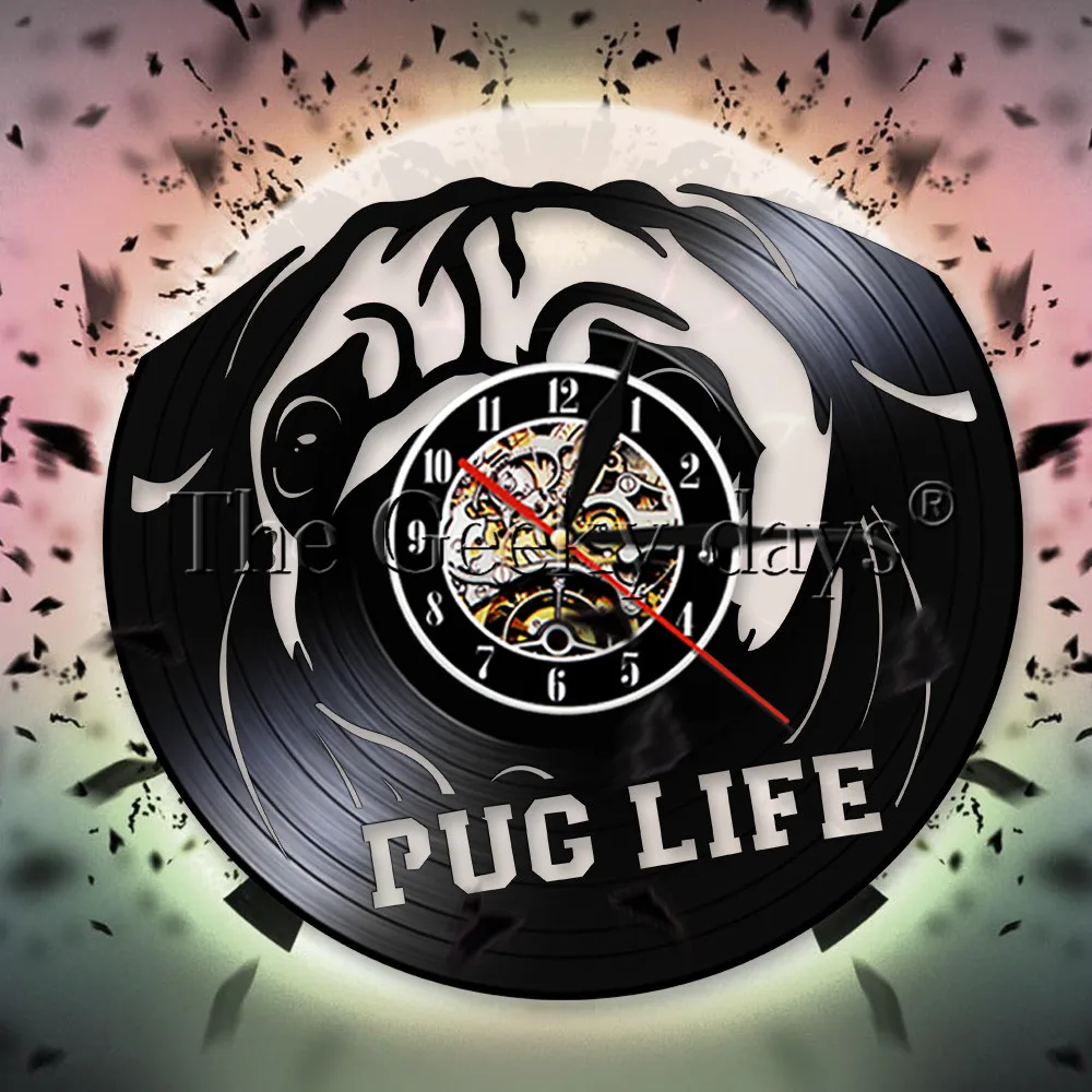 

English Bulldog Dog Wall Clock British Dog Breeds Vinyl Record Wall Clock Puppy Pet Pug Animal Wall Watch Bulldog Dog Lover Gift