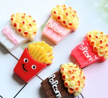 

Flatback Popcorn fries Accessories For Slime Filler Miniature Flat back Resin DIY Jewelry/Craft Scrapbook Decoration wholesale