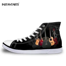 INSTANTARTS/Мужская Вулканизированная обувь с высоким берцем для мальчиков; классическая парусиновая обувь в стиле рок-гитары; модная мужская обувь на плоской подошве со шнуровкой