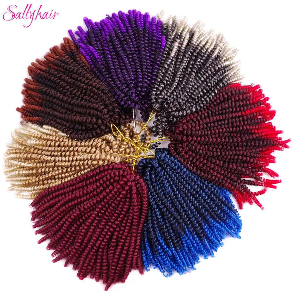  Crochet Braids Ombre Spring Twist Hair Kanekalon Synthetic Hair Extensions Braids Kinky Curly Twists (61)