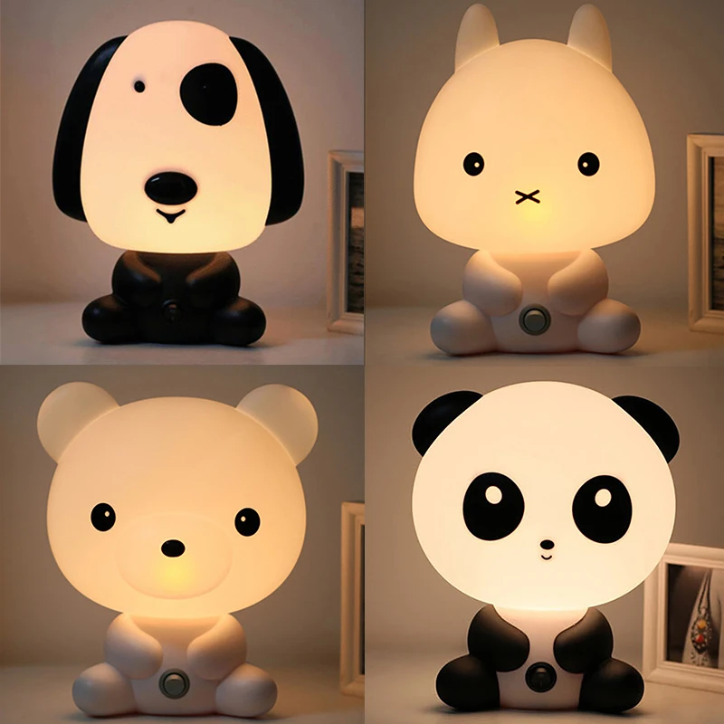

EU/ US Plug Baby Bedroom Lamps Night Light Cartoon Pets Rabbit Panda Sleep Led Kid Lamp Bulb Table Lamp For Children Gifts