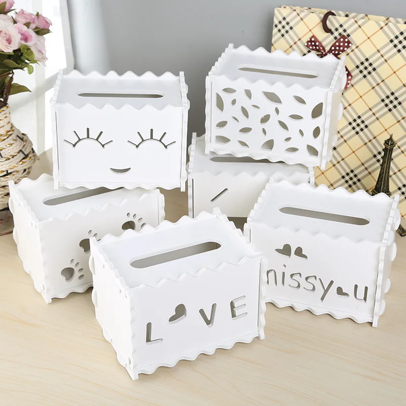 

2 Size Wood DIY Practical Tissue Box Desktop Storage Box Hollow Carving Storage Organizer Creative Home Storage 1PC