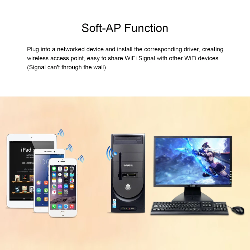 CHIPAL 150 Мбит/с мини USB WiFi адаптер внешнего Беспроводной LAN сетевой карты антенны Wi Fi