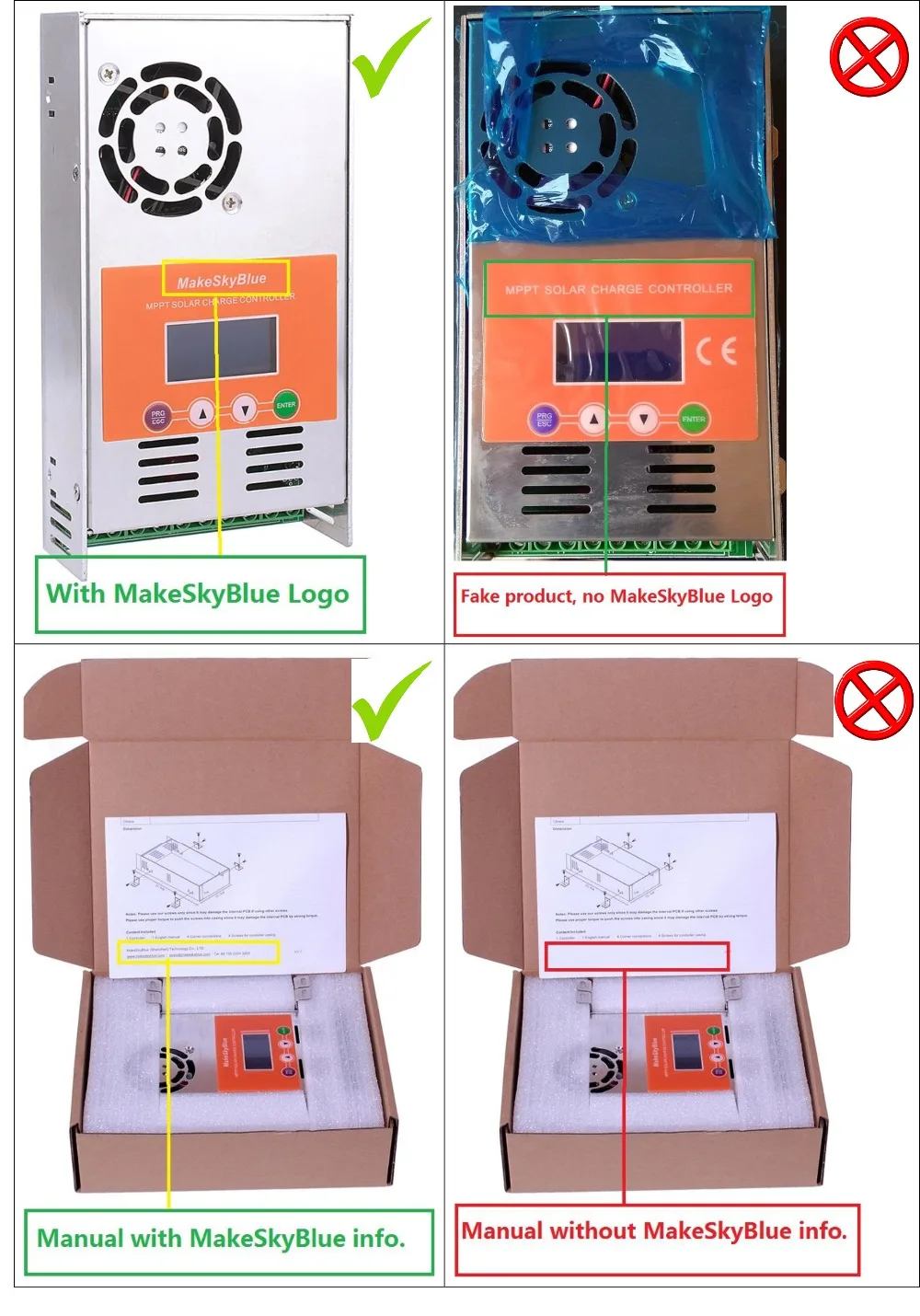 How to recognize the fake MakeSkyBlue solar controller-2