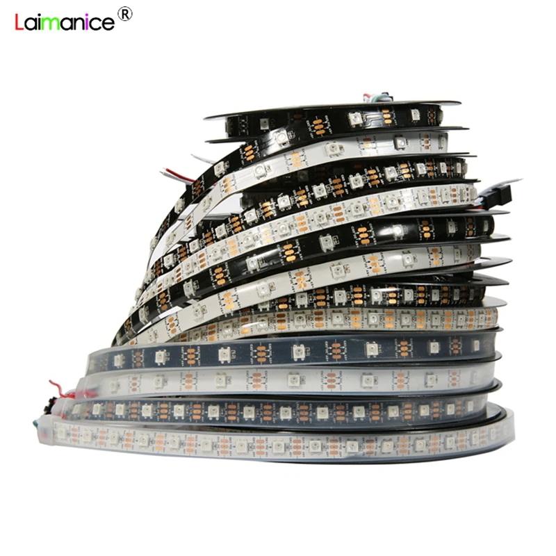 

WS2812 led pixel strip 1m/3M/4m/5m 30/60/144 pixels/leds/m,WS2811,WS2812IC,WS2812B, Updated Black/White PCB,IP30/IP65/IP67 DC5V