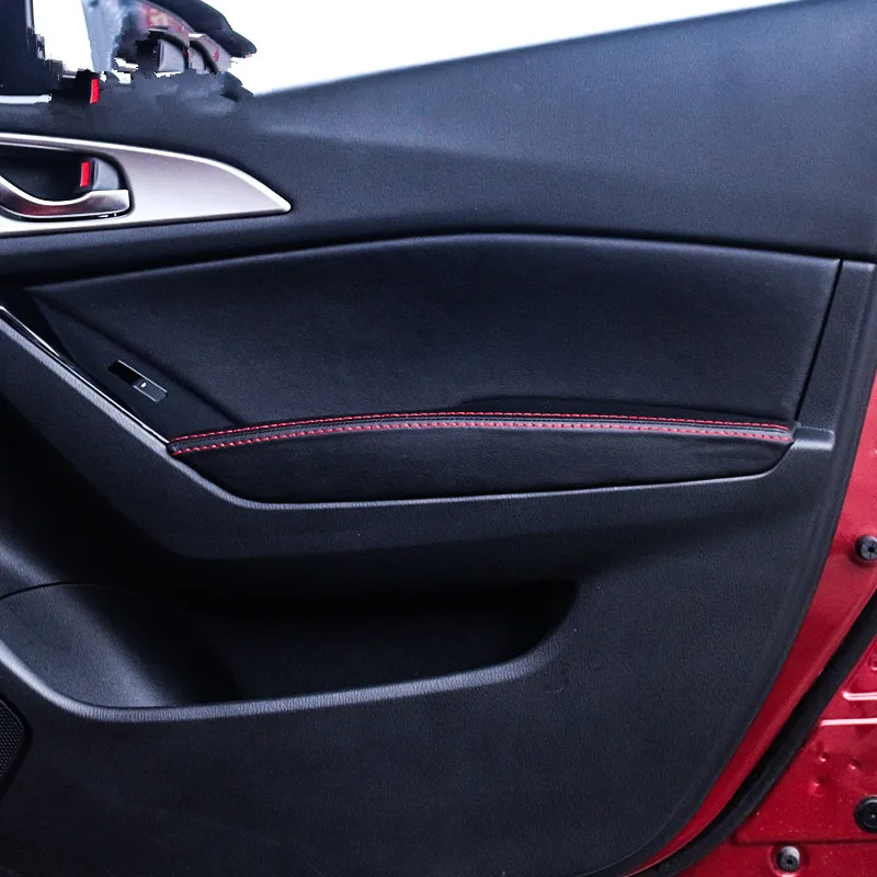Индивидуальные 8 шт межкомнатные дверные панели+ подлокотник Защитная крышка для Mazda Axela 15 16 AB236 - Название цвета: Black And Red Thread