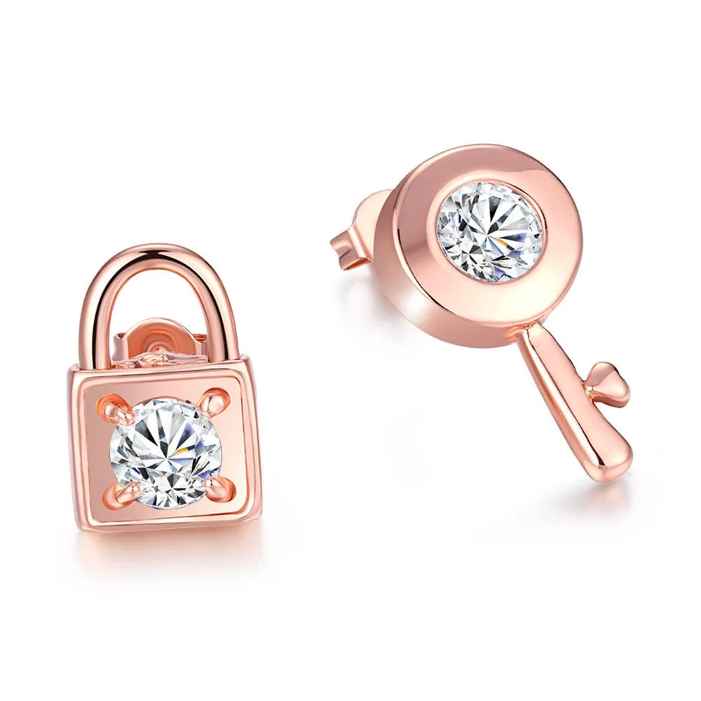 Creative Rose Gold Color Stud Earrings Fashion High Quality Glitter