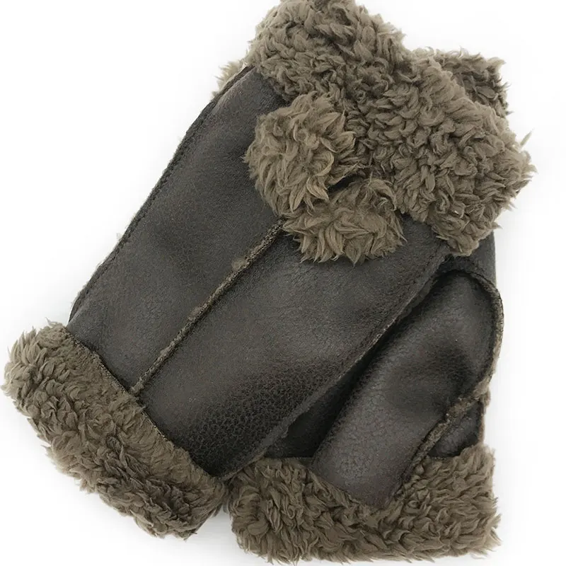 Зимние перчатки новые толстые теплые женские перчатки милые шерстяные пушистые мягкие шерстяные перчатки персональные росы половина пальцев Вязаные перчатки - Цвет: coffee