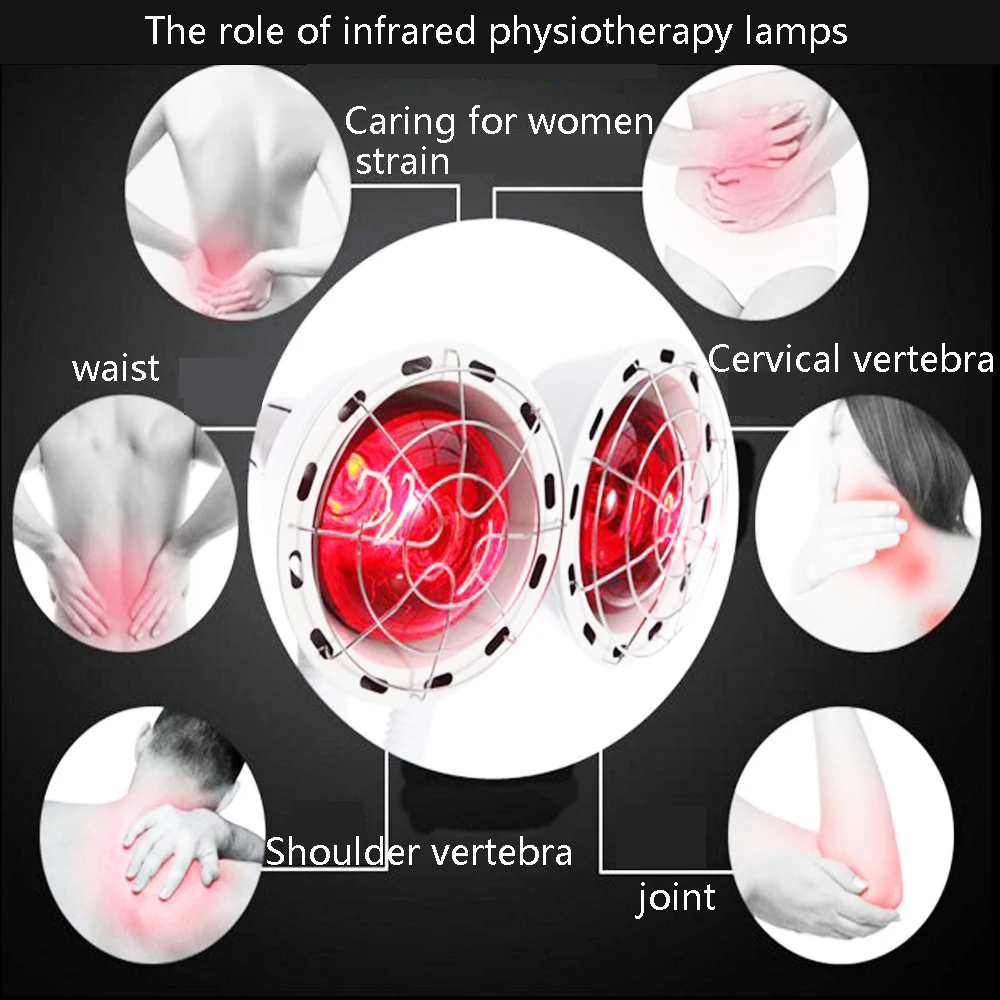 275 Вт двойная голова пол массаж терапия инфракрасная терапия нагревательная лампа светильник для кожи облегчение боли физиотерапия